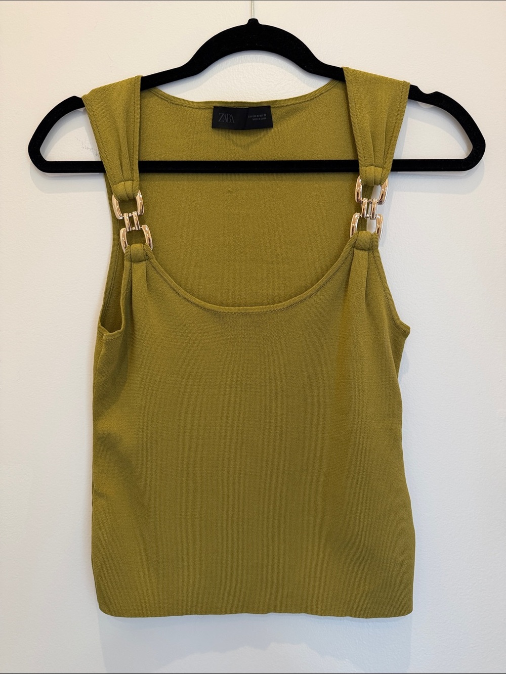 Zara Olive Tank Top with Gold Link Straps